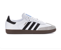 Adidas Samba White Sneakers with Black Stripes and Grey Toe Overlay