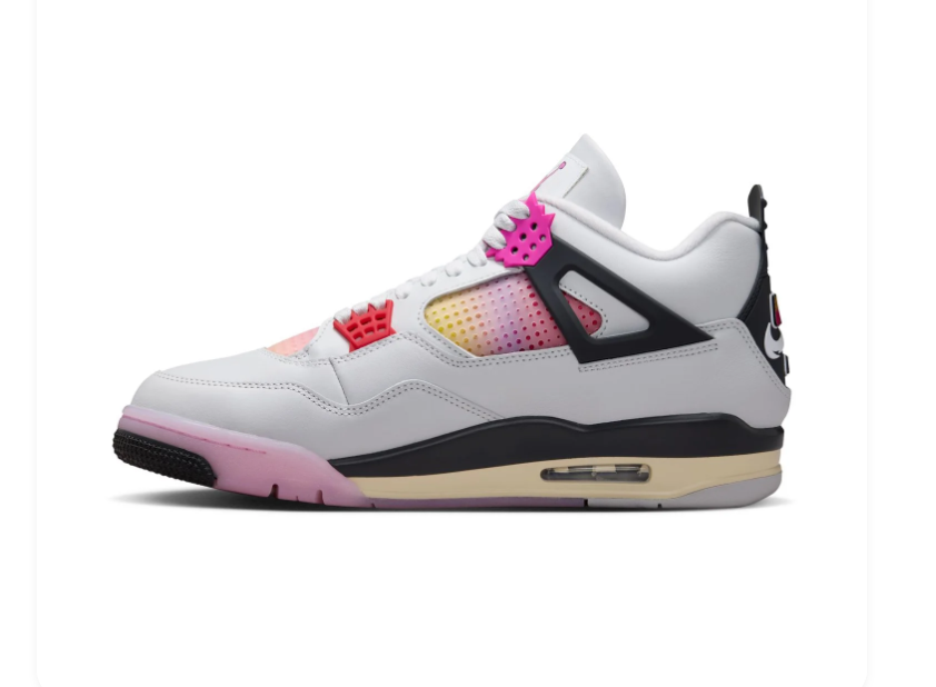 Air Jordan 4 White Sneakers with Pink Gradient Accents