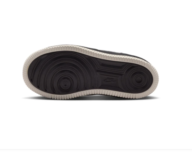 Nike Air Force 1 Black Low-Top Sneakers with Cream Swoosh and Sole Trim