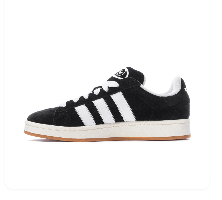 Adidas Campus Black Sneakers with White Stripes and Cream Midsole