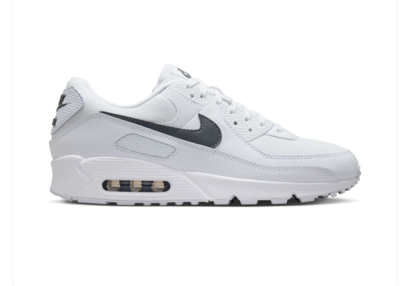 Nike Air Max 90 White Sneakers with Black Swoosh