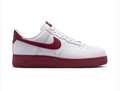 Nike Air Force 1 White Low-Top Sneakers with Burgundy Swoosh and Sole