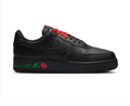 Nike Air Force 1 Black Low-Top Sneakers with Red Rose Details