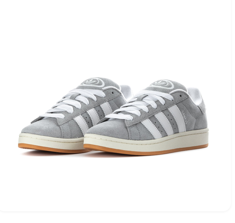 Adidas Campus Grey Sneakers with White Stripes and Gum Outsole