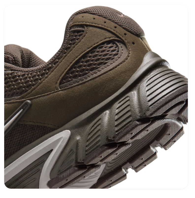 Nike Dark Olive Mesh Sneakers with Silver Swoosh and Sculpted Sole