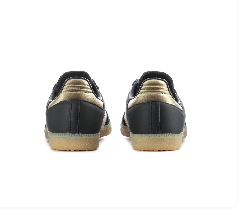 Adidas Samba Black Sneakers with Metallic Gold Stripes and Gum Sole