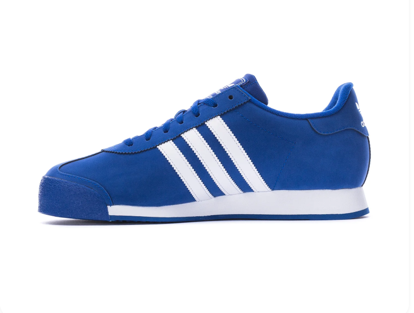 Adidas Samoa Royal Blue Sneakers with White Stripes and Textured Toe Bumper