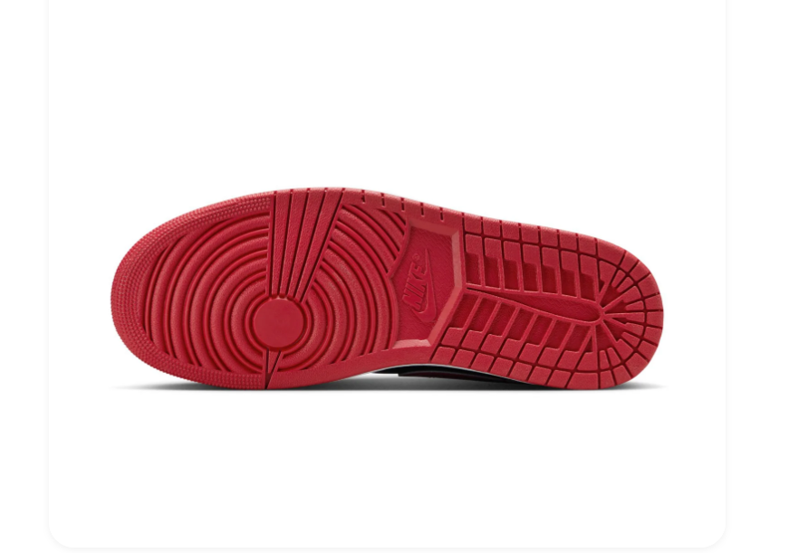 Air Jordan 1 Low Red and Black Sneakers with Glossy Overlays