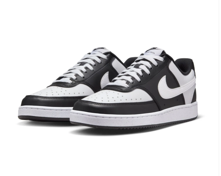 Nike Court Vision Low Black and White Sneakers with White Swoosh