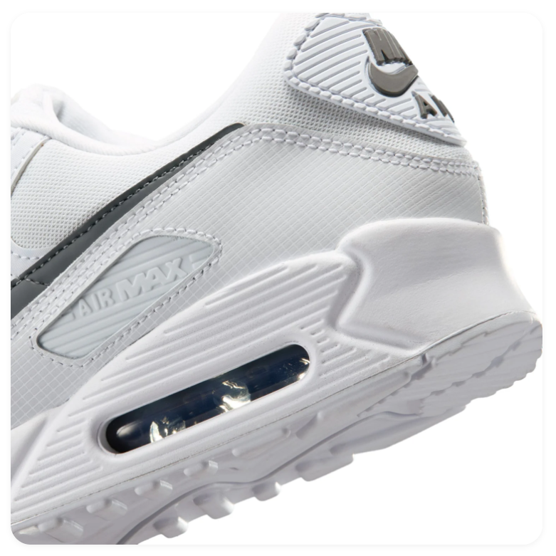 Nike Air Max 90 White Sneakers with Black Swoosh