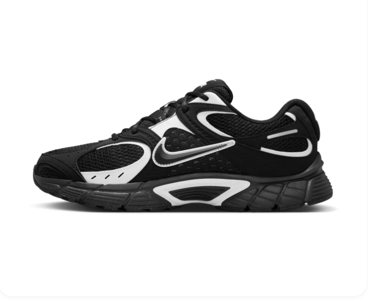 Nike Black Mesh Sneakers with Silver Accents and Chunky Sole