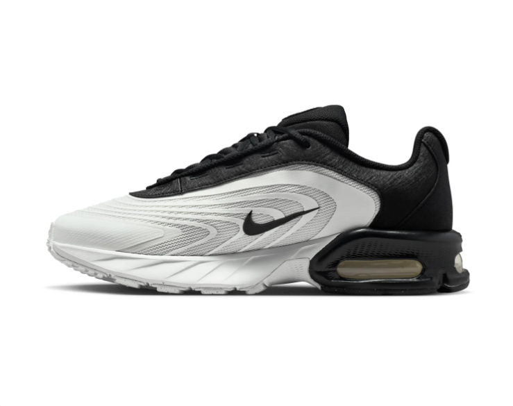Nike Air Max White and Black Sneakers with Grey Wave Detailing