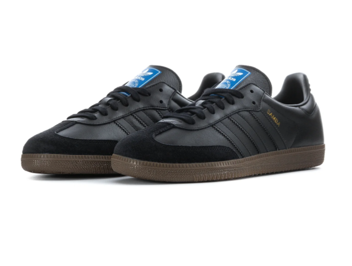 Adidas Samba Black Sneakers with Tonal Stripes and Dark Gum Sole