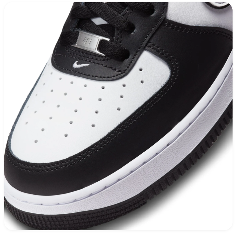Nike Air Force 1 Black and White Low-Top Sneakers with Outlined Swoosh