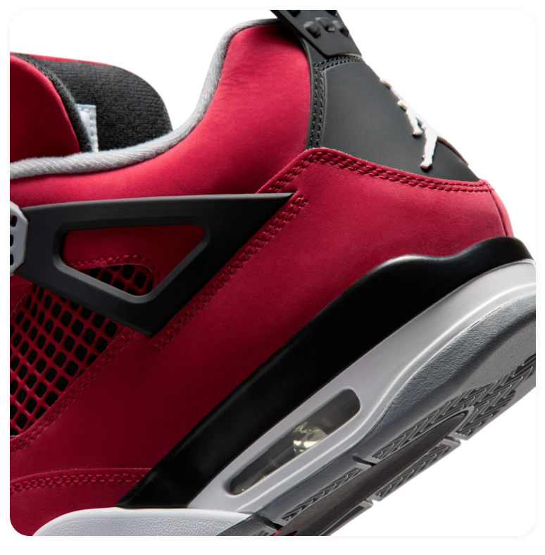 Air Jordan 4 Red Sneakers with Black and Grey Accents