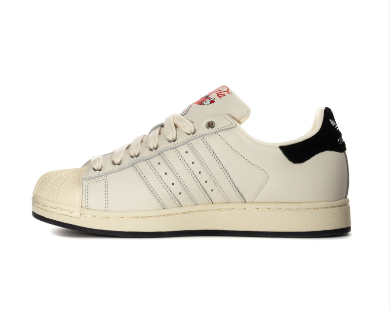 Adidas Superstar Cream Sneakers with Red Coca-Cola Graphics and Black Heel Tabs