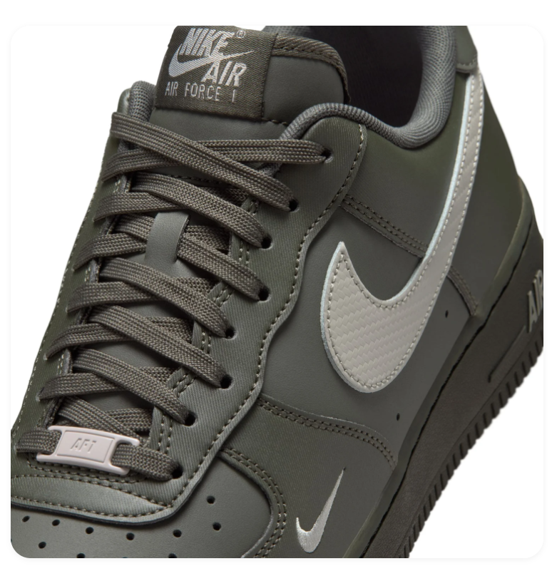Nike Air Force 1 Dark Olive Low-Top Sneakers with Grey Swoosh