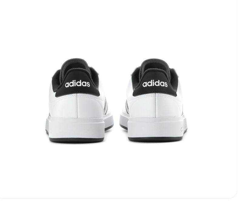 Adidas White Low-Top Sneakers with Black-Outlined Stripes and Black Laces