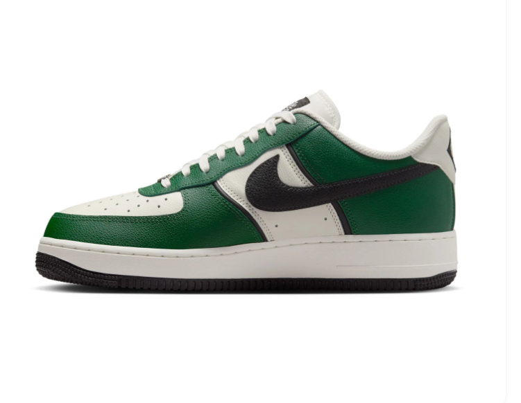Nike Air Force 1 Green and Cream Low-Top Sneakers with Black Swoosh