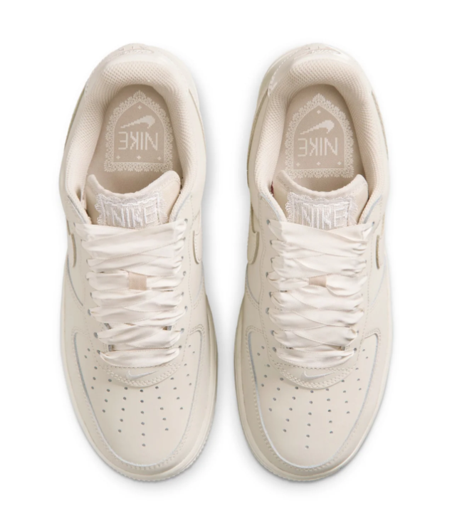 Nike Air Force 1 Cream Low-Top Sneakers with Satin-Style Laces