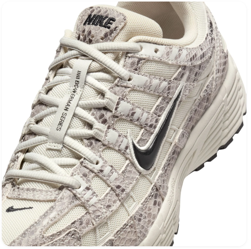 Nike P-6000 Cream Snakeskin Print Sneakers with Black Swoosh