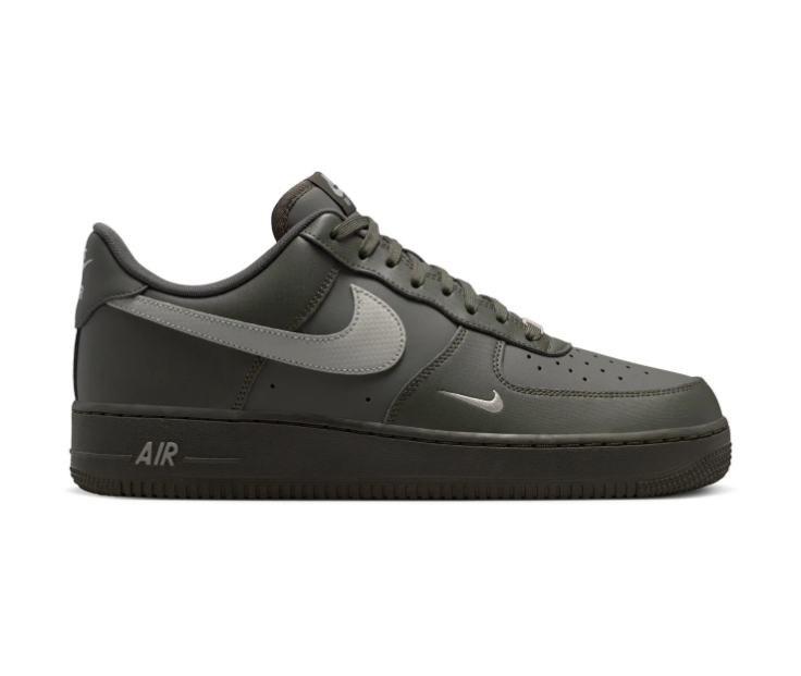 Nike Air Force 1 Dark Olive Low-Top Sneakers with Grey Swoosh