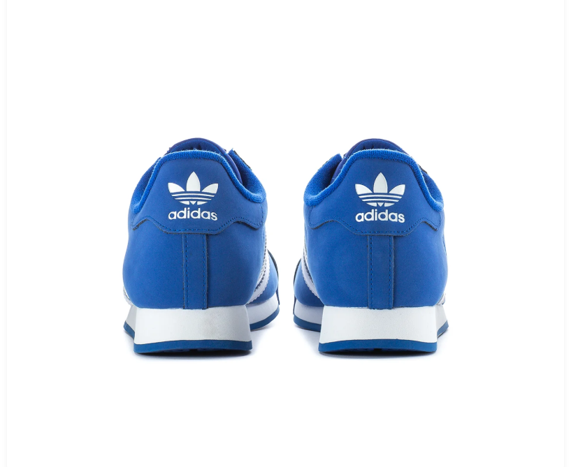 Adidas Samoa Royal Blue Sneakers with White Stripes and Textured Toe Bumper