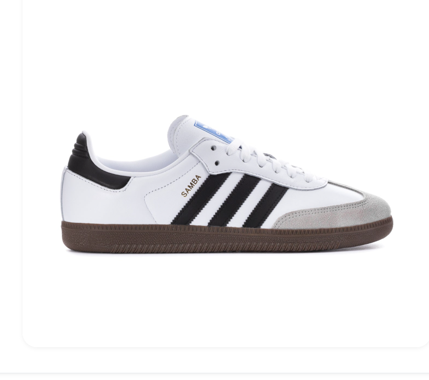 Adidas Samba White Sneakers with Black Stripes and Dark Gum Sole