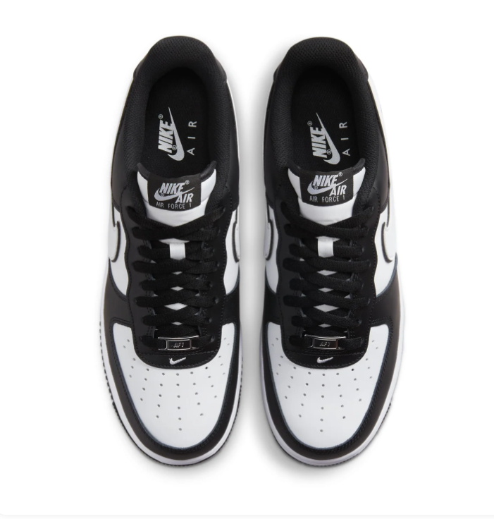 Nike Air Force 1 Black and White Low-Top Sneakers with Outlined Swoosh