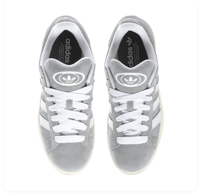Adidas Campus Grey Sneakers with White Stripes and Gum Outsole