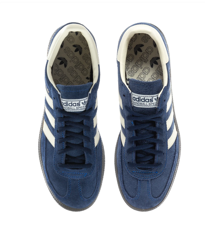 Adidas Handball Spezial Navy Sneakers with Cream Stripes and Dark Grey Sole