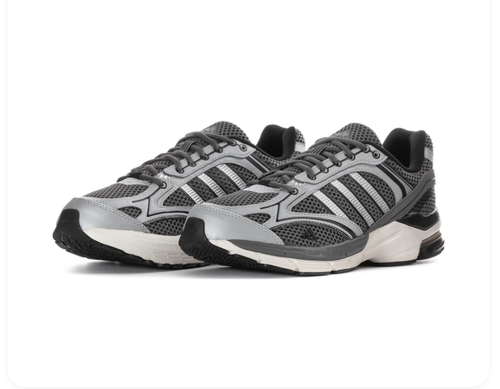 Adidas Grey Mesh Sneakers with Metallic Silver Accents