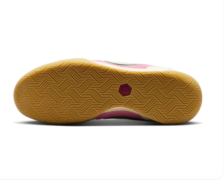 Nike Tiempo Pink Low-Top Sneakers with Green Accents and Gum Sole