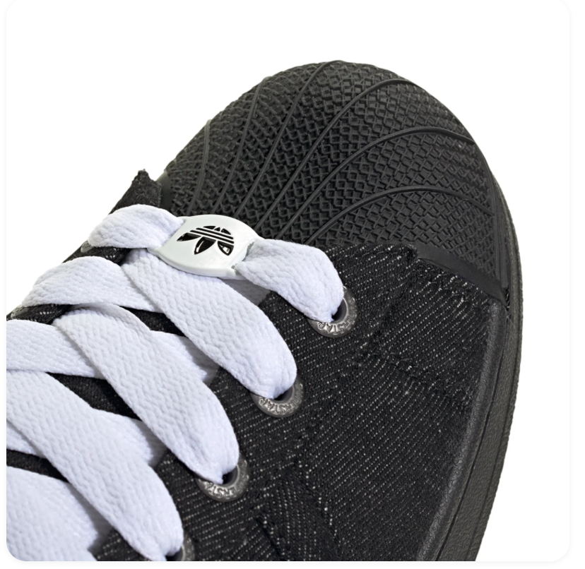 Adidas Superstar Black Textured Sneakers with White Laces and Shell Toe