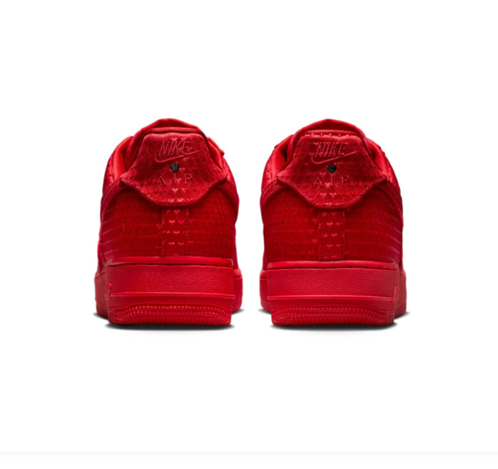 Nike Air Force 1 All-Red Low-Top Sneakers with Textured Detailing