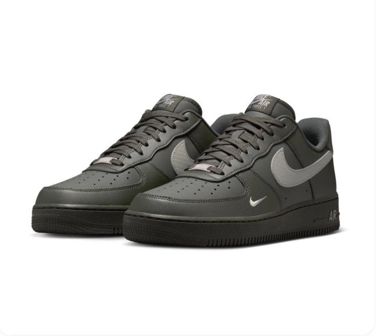 Nike Air Force 1 Dark Olive Low-Top Sneakers with Grey Swoosh