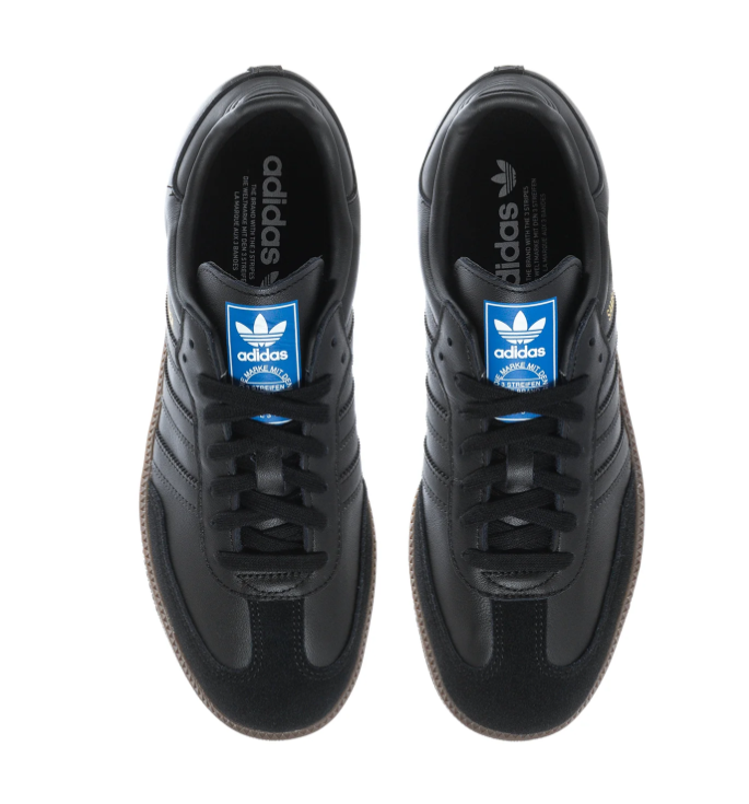 Adidas Samba Black Sneakers with Tonal Stripes and Dark Gum Sole