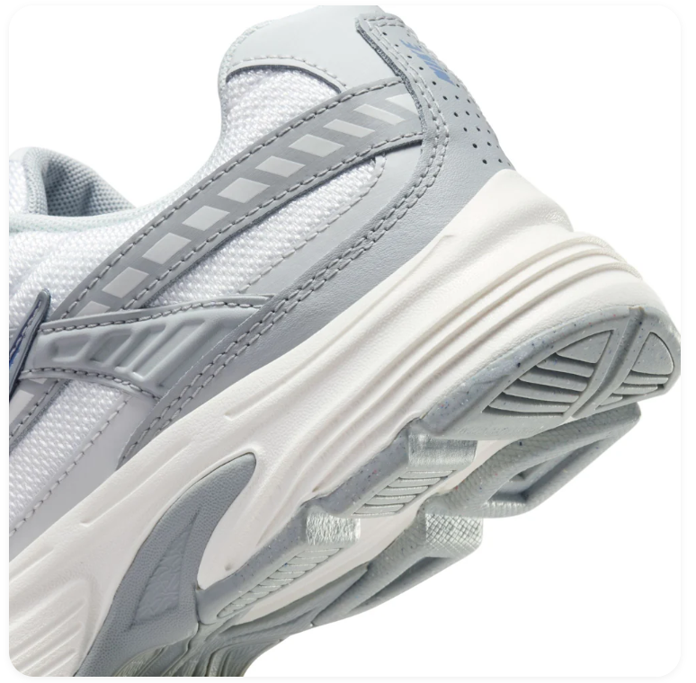 Nike White and Silver Grey Sneakers with Blue Swoosh