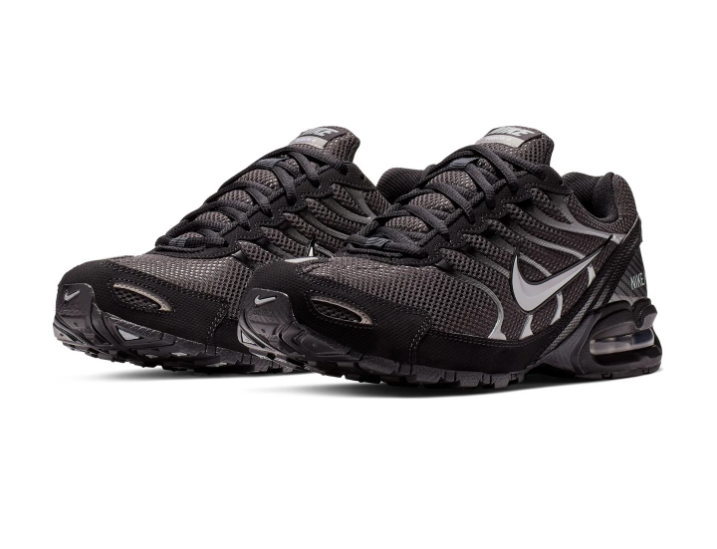 Nike Air Max Black and Charcoal Sneakers with Silver Accents