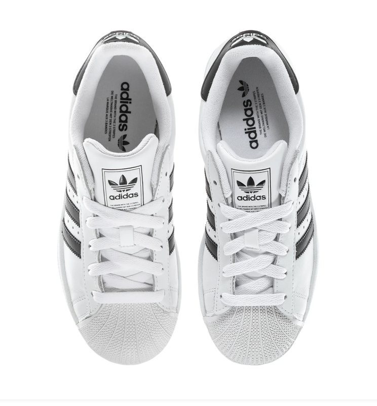 Adidas Superstar White Sneakers with Black Stripes and Shell Toe