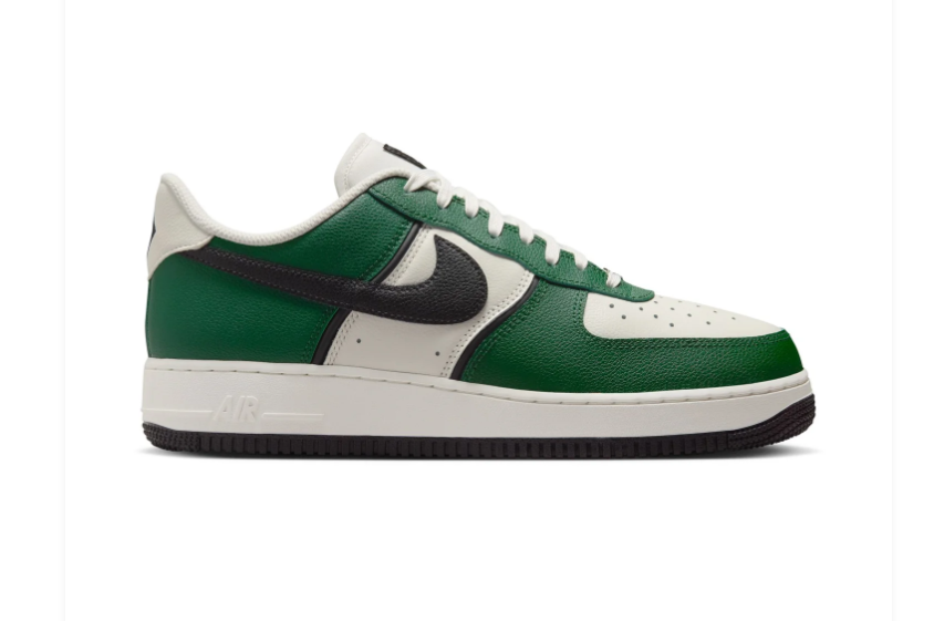 Nike Air Force 1 Green and Cream Low-Top Sneakers with Black Swoosh
