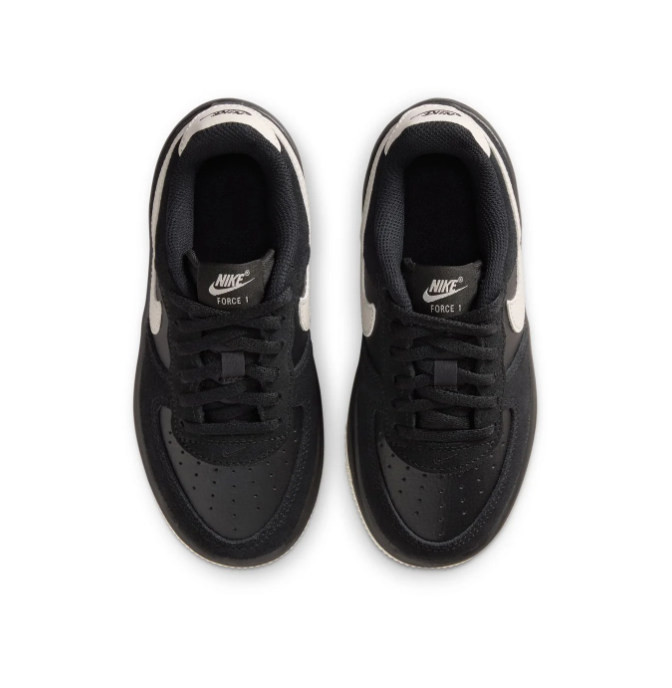 Nike Air Force 1 Black Low-Top Sneakers with Cream Swoosh and Sole Trim
