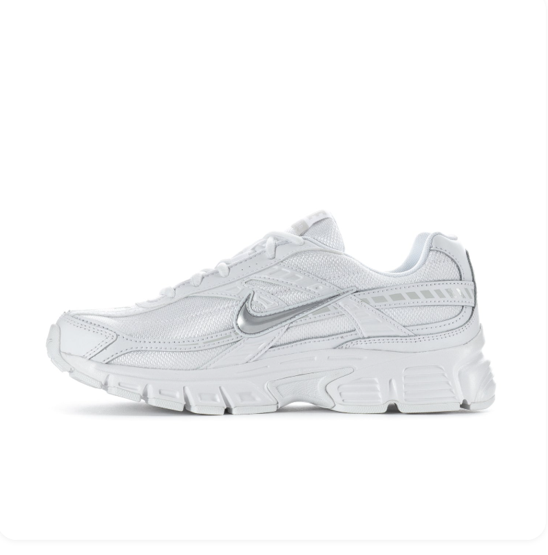 Nike White Mesh Sneakers with Silver Swoosh Accents