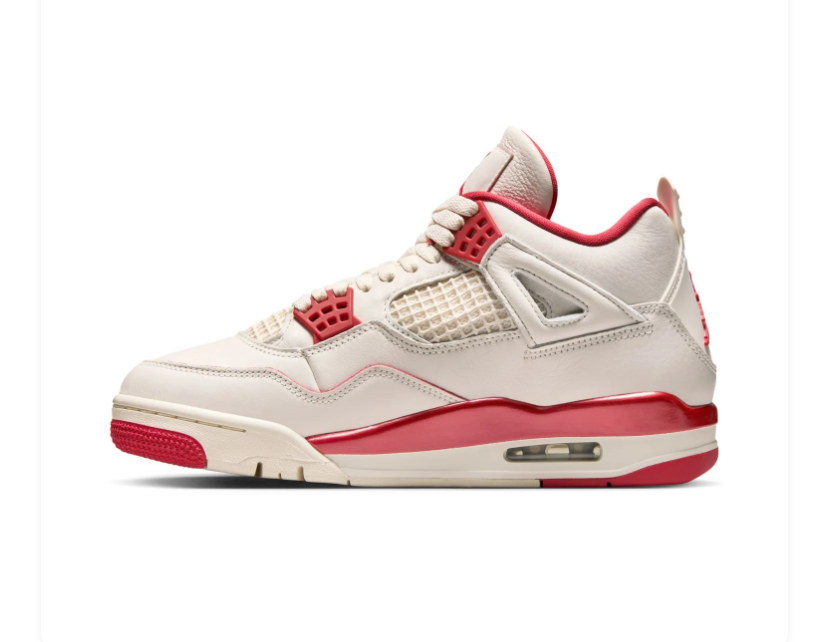 Air Jordan 4 Cream and Red Sneakers