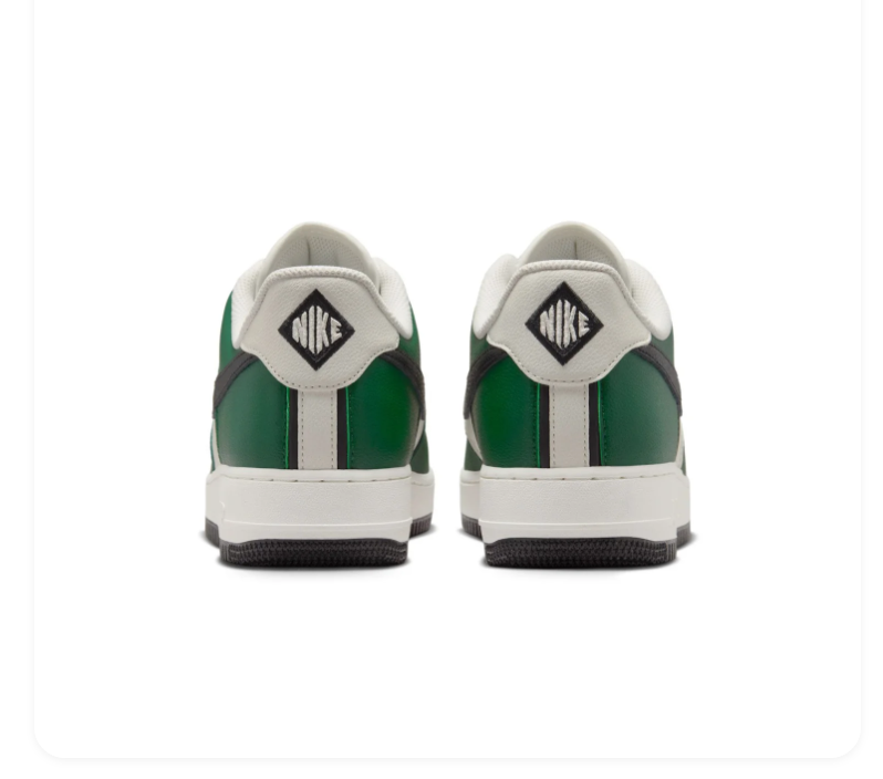 Nike Air Force 1 Green and Cream Low-Top Sneakers with Black Swoosh