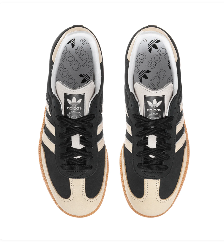 Adidas Samba Cream Sneakers with Black Stripes and Gum Sole