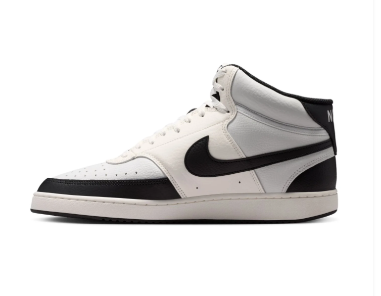 Nike White and Black High-Top Sneakers with Cream Accents
