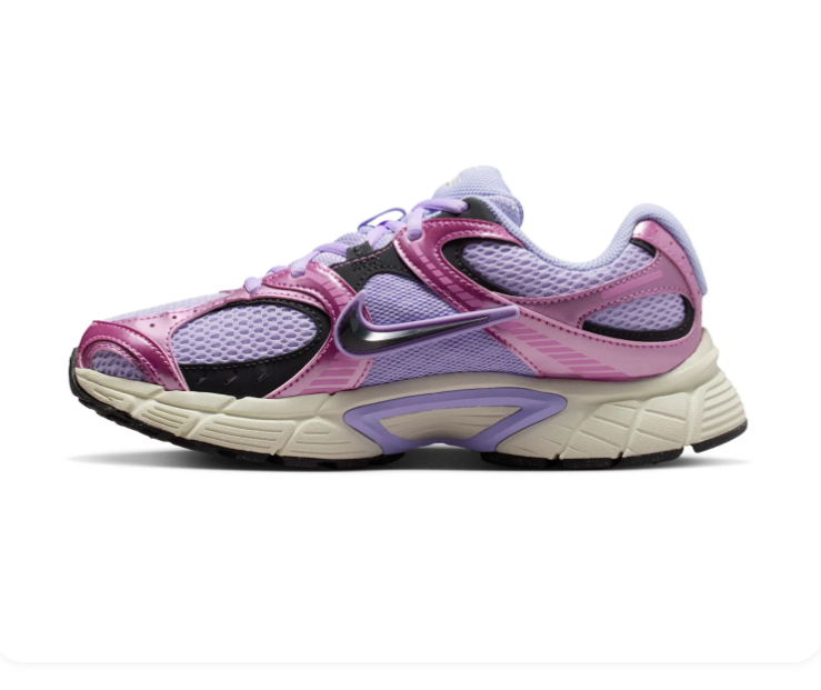 Nike Lilac Mesh Sneakers with Metallic Pink Overlays and Cream Sole