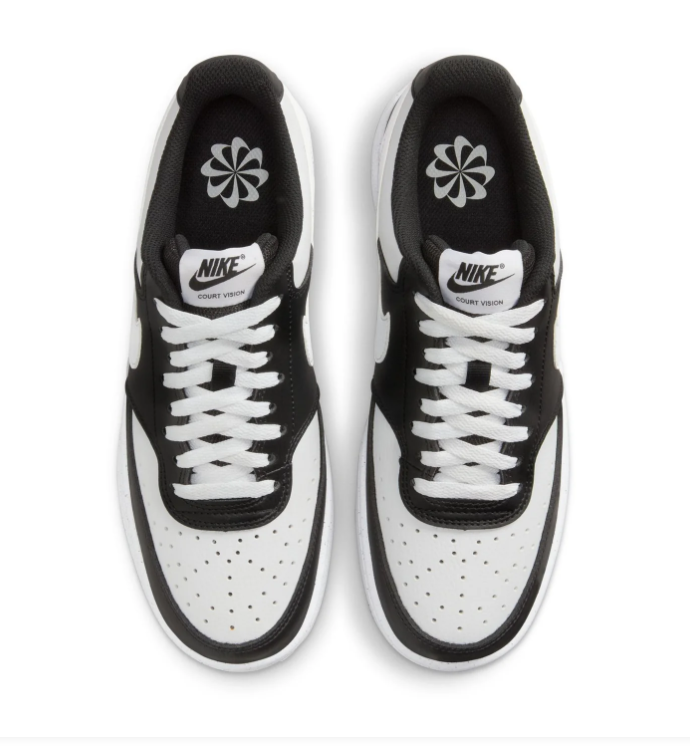 Nike Court Vision Low Black and White Sneakers with White Swoosh