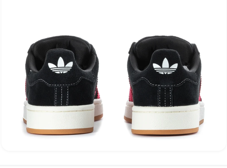 Adidas Campus Black Sneakers with Bright Pink Stripes and Gum Outsole